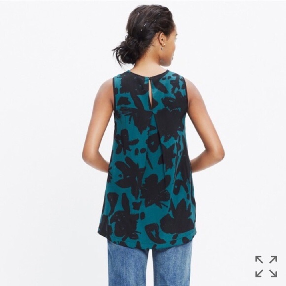 Madewell Green and Black Silk Tank Top